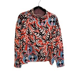 Maeve by Anthropologie Cary Mock Neck Pullover Sweater Size M Black Orange